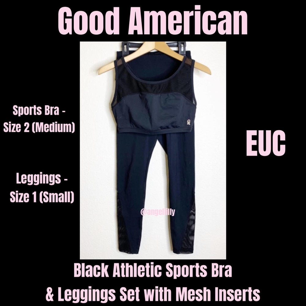 Good American Charcoal Sports Bra and Leggings EUC
